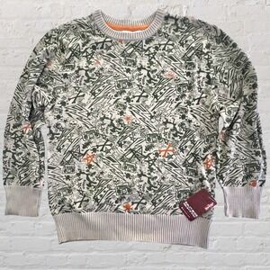 Retro Levi's Boys Graphic Crewneck Sweater Size S 8/10 Tan Green Skater Y2K NWT